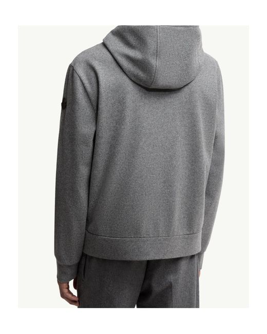 Moncler Gray Logo Patch Button-Up Hoodie for men
