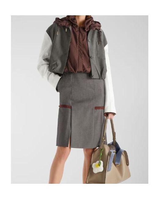 Fendi Gray Cropped Single-Breasted Jacket