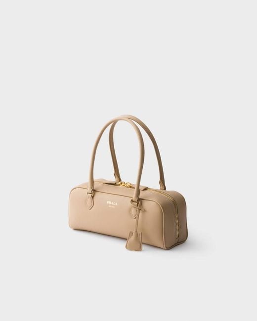 Prada Natural Medium Leather Top-Handle Bag