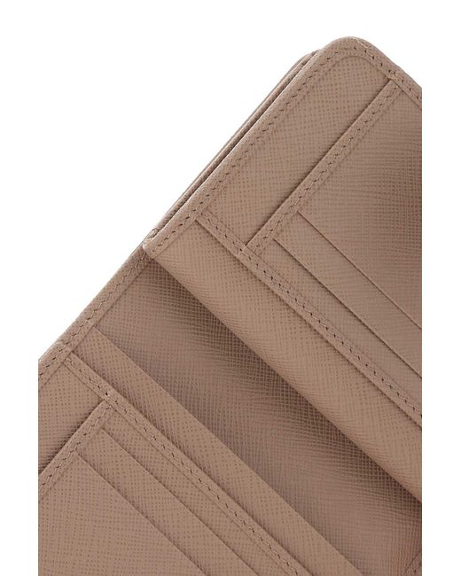 Prada Natural Triangle Logo Zip-Around Wallet