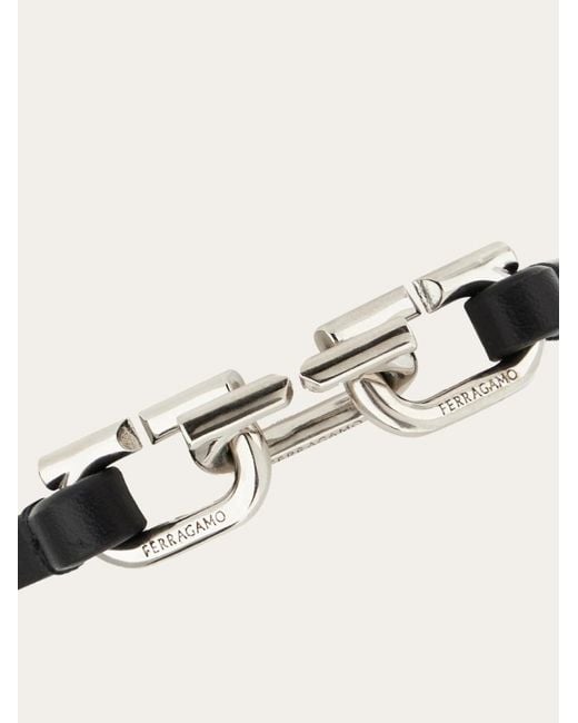 Ferragamo White Bicolor Gancini Bracelet for men