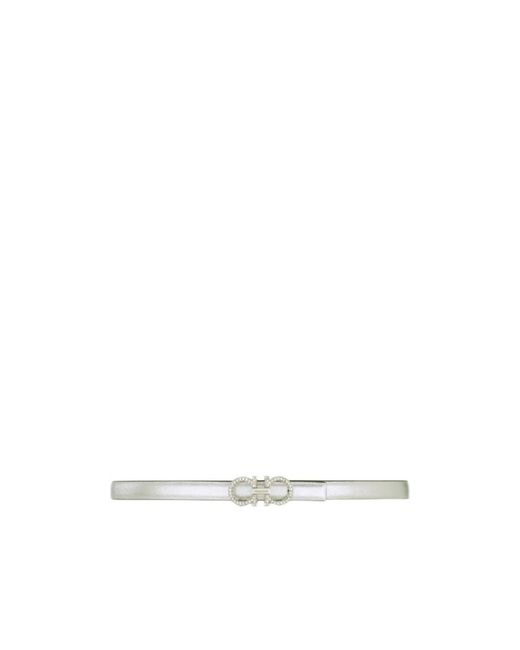 Ferragamo White Ferragamo Reversible Gancini Belt