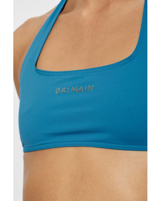 Balmain Blue Halter Neck Two-Piece Swimsuit