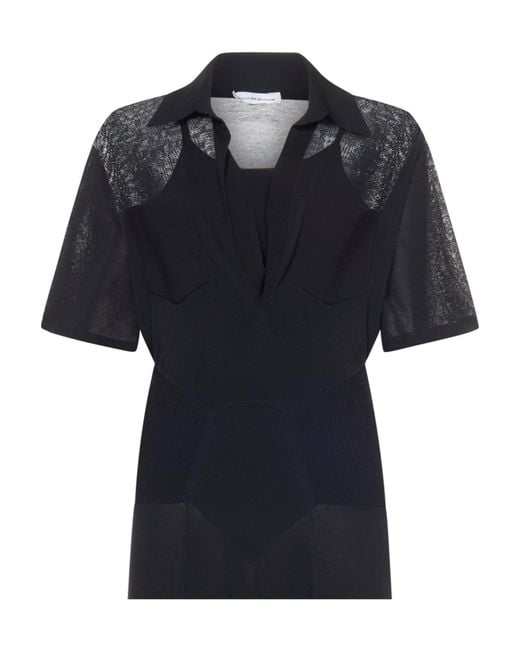 Victoria Beckham Black Plunging V-Neck Knitted Dress