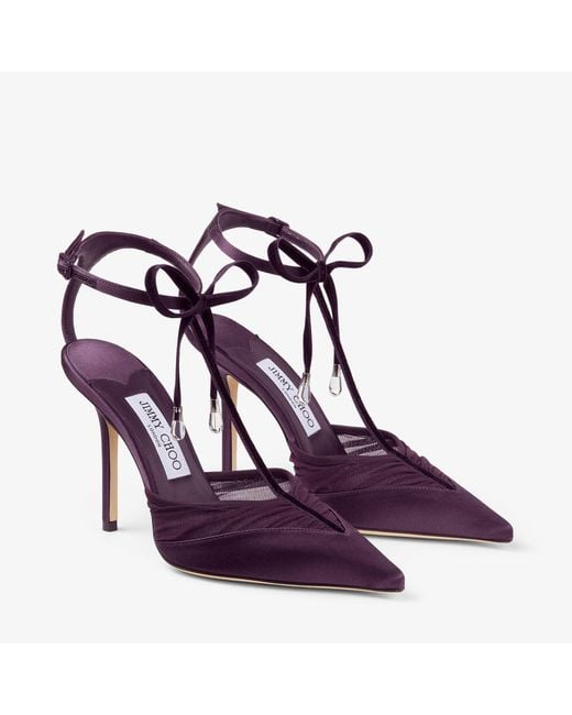 Jimmy Choo Purple Afia 100 Mesh Pumps
