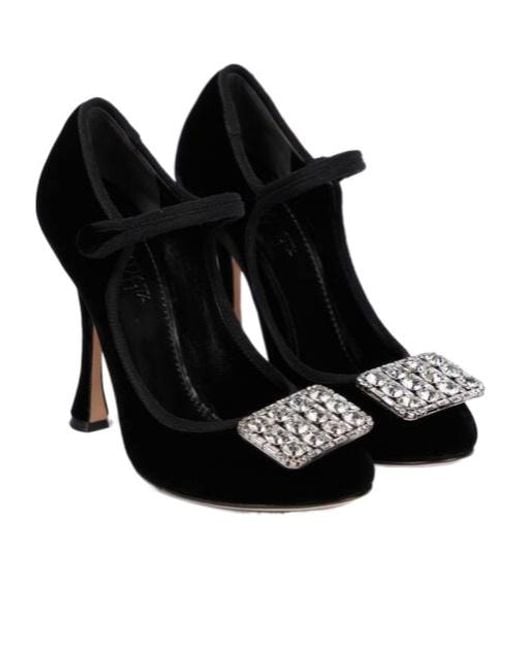 Giambattista Valli Black Embellished Velvet Pumps