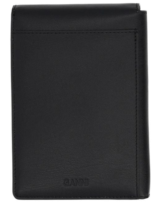 Ganni Black Dog Print Flap Wallets
