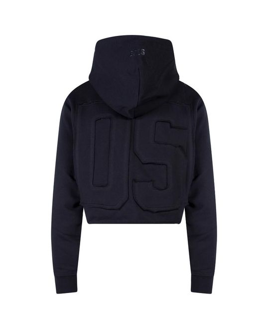 Gcds Blue Logo Embossed Drawstring Hoodie