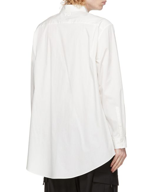 Y-3 White Longline Chest Pocket Shirt for men