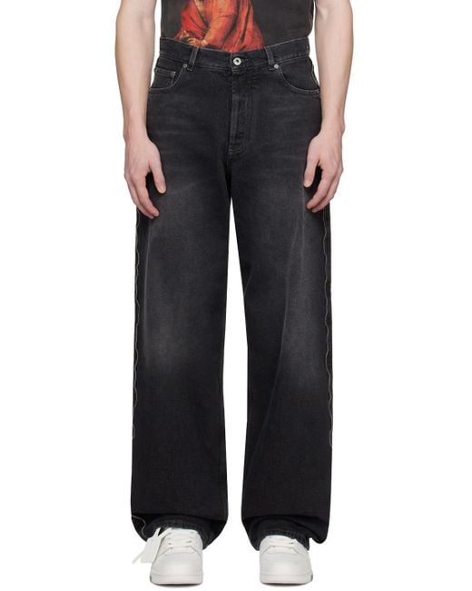 Off-White c/o Virgil Abloh Black Zip-Trim Loose-Fit Jeans for men