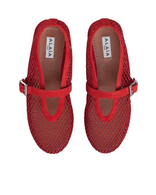 Alaïa Red Solid Ballet Flats