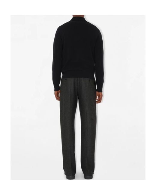 Burberry Black Ekd Embroidered Long-Sleeved Polo Shirt for men