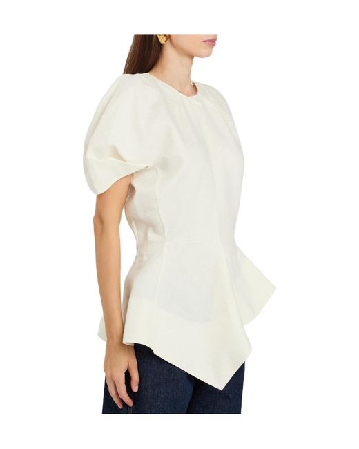 Khaite White Solid Linen And Silk-Blend Top