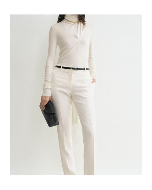 Totême White Totême Scarf Detailed Long-Sleeved Jumper