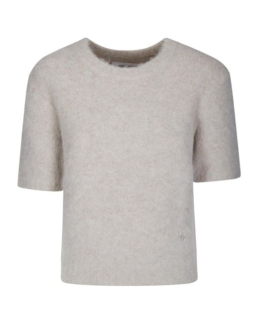 Samsøe & Samsøe Gray Slightly Cropped Knit T-Shirt