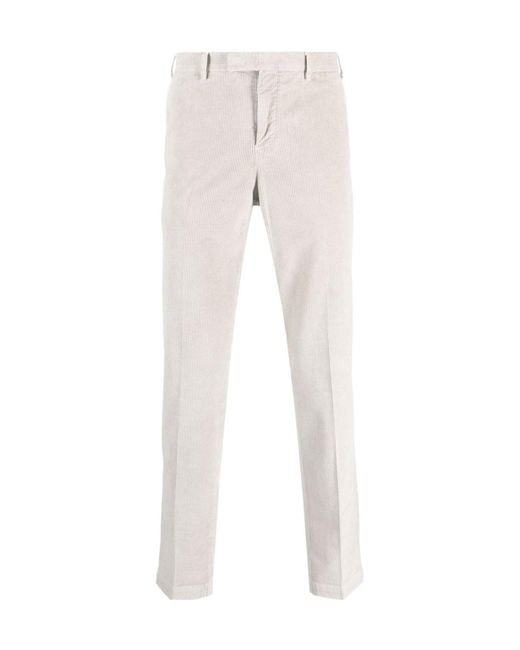 Pt Pantaloni White Corduroy Slim-Cut Trousers for men