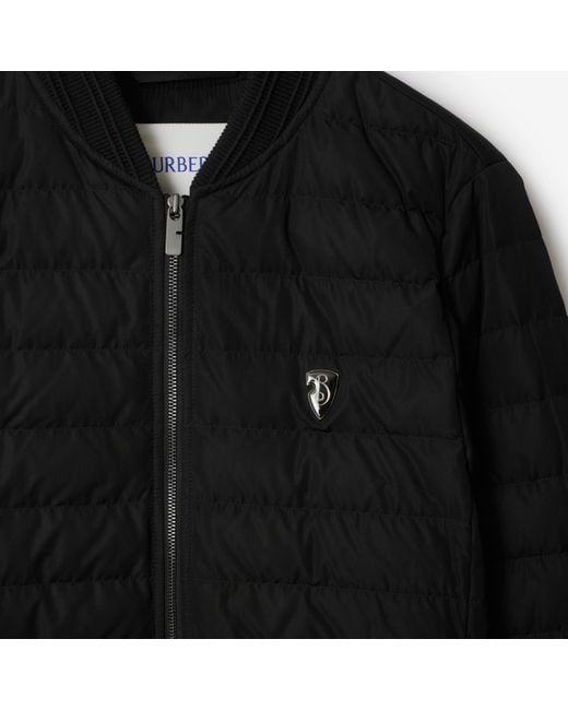 Burberry Black Logo Plaque Zipped Puffer Jacket for men