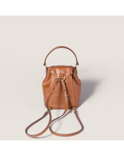 Miu Miu Brown Logo-Detailed Mini Backpack
