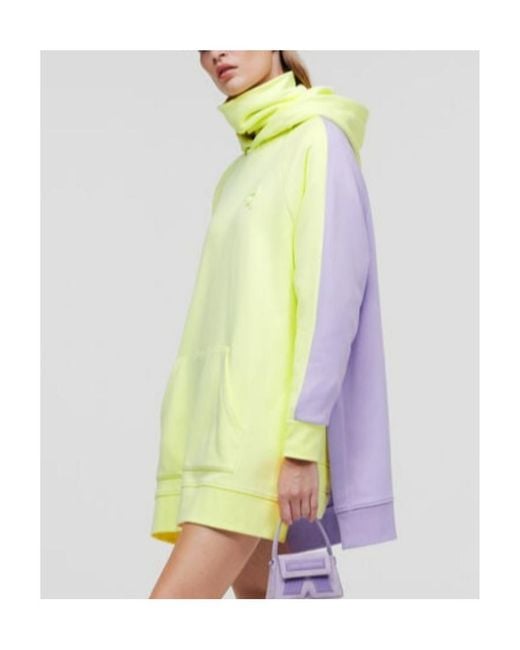 Karl Lagerfeld Yellow Logo Detailed Ikon 2.0 Bicolour Oversized Hoodie