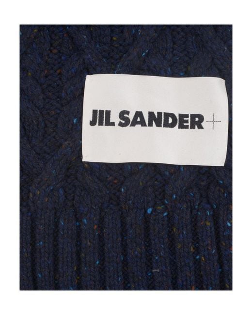 Jil Sander Blue Cable-Knit Scarf
