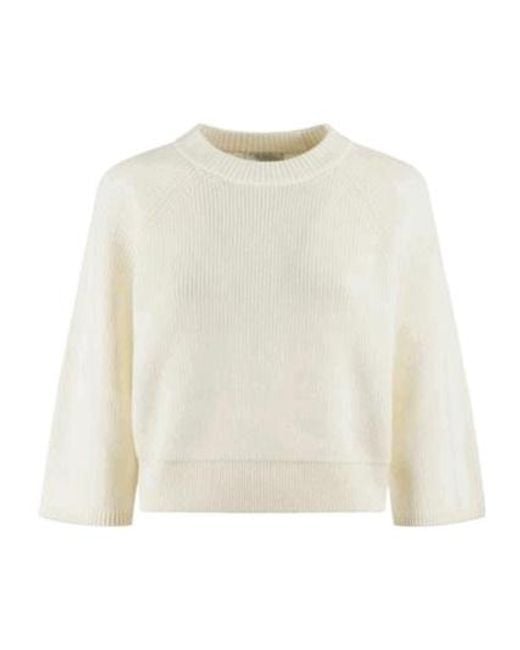 Forte_forte White Ribbed Crew Neck Sweater