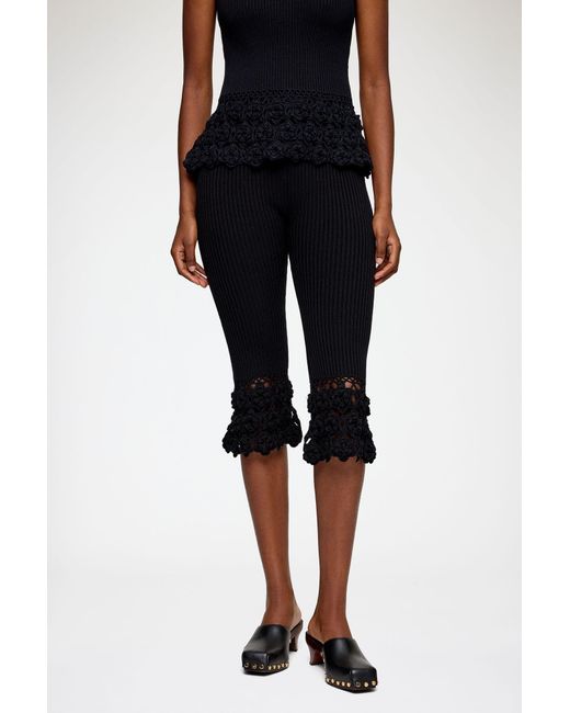 Ganni Black Crocheted Hem Knitted Trousers