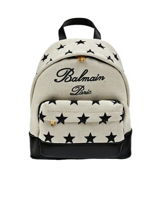 Balmain Gray Logo-Patch Changing Bag for men
