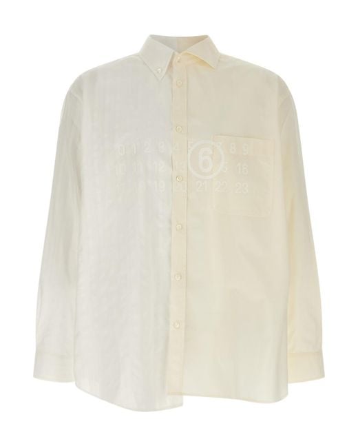 MM6 by Maison Margiela White Two-Tone Poplin Shirt for men
