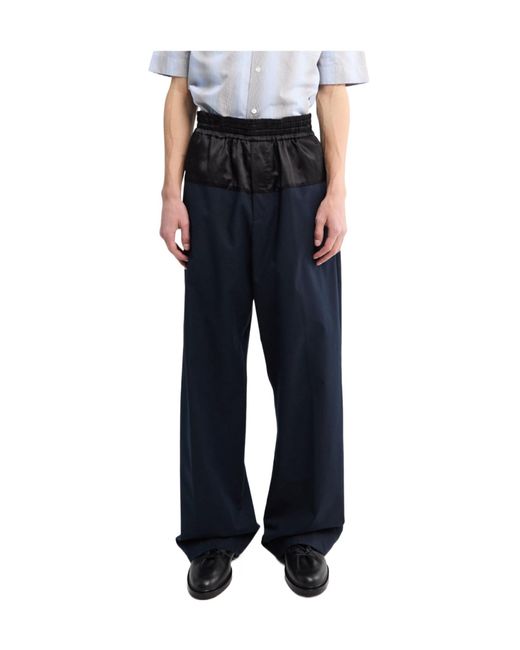 Dries Van Noten Blue Elastic Waistband Casual Pants for men