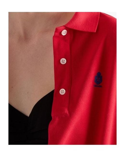 Prada Red Long-Sleeved Polo Shirt