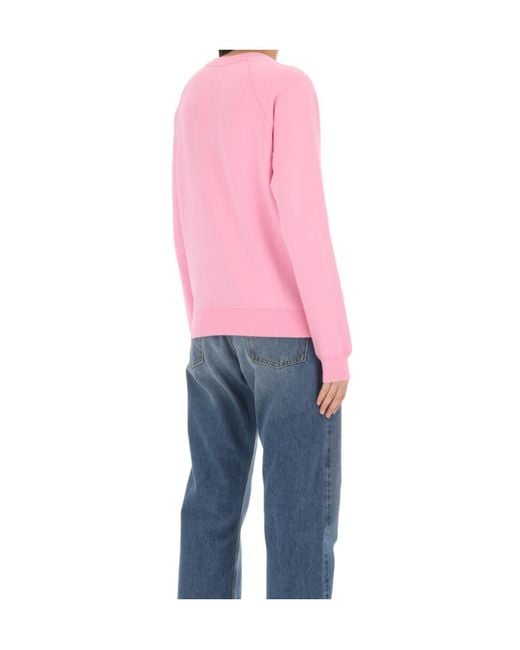 MSGM Pink Logo Printed Crewneck Sweatshirt