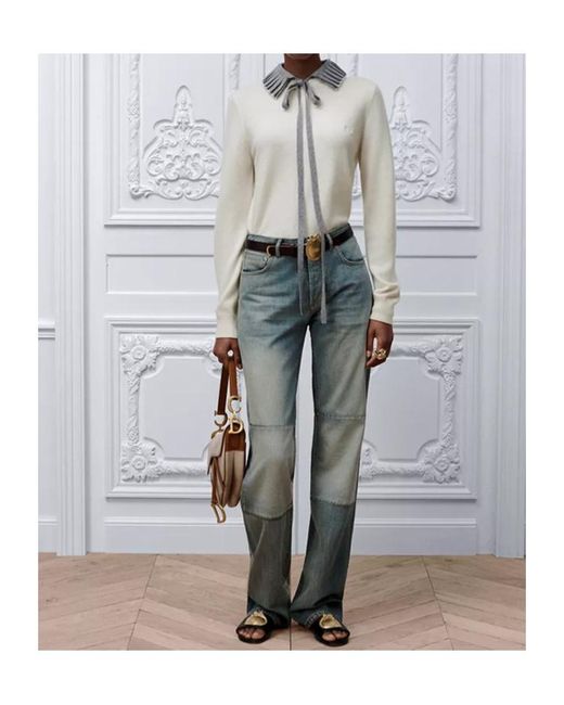 Dior Gray Regular-Fit Jeans With Patches