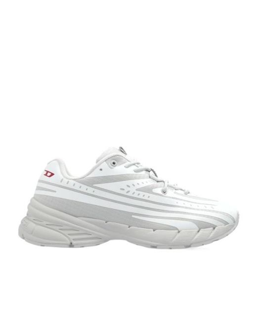 DIESEL White D-Airspeed Low-Striped Sneakers