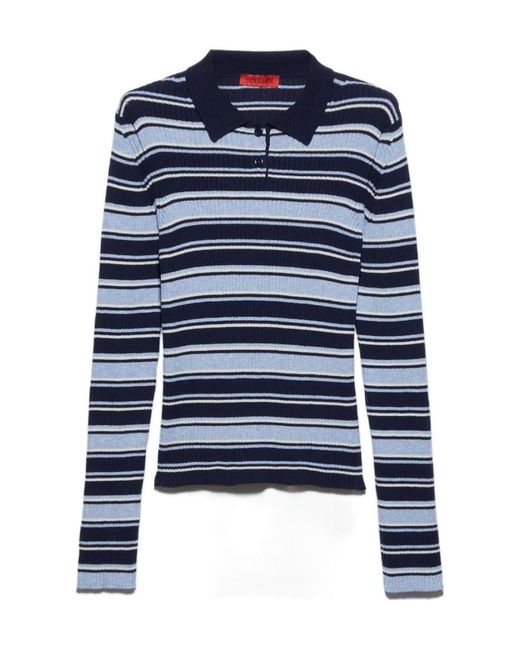 MAX&Co. Blue Striped Turtleneck Sweater
