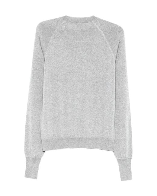 Eleventy Gray Raglan Crewneck Knitted Sweater for men