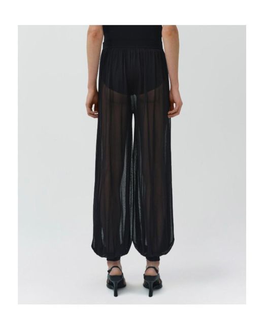 Jonathan Simkhai Black Sheer-Finish Cuffed Trousers