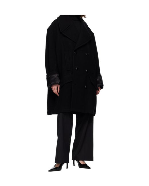 MM6 by Maison Martin Margiela Black Double-Breasted Oversized Coat
