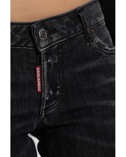 DSquared² Black Distressed Cropped Jeans
