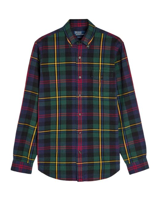 Polo Ralph Lauren Blue Plaid Flannel Shirt for men