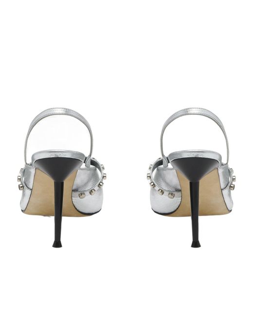McQueen White Revel Slingback Pumps