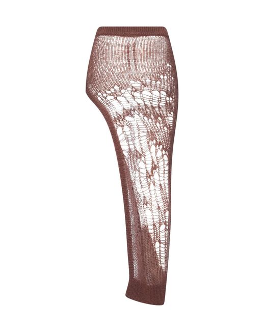 Rick Owens Brown Solid Color Knit Skirt