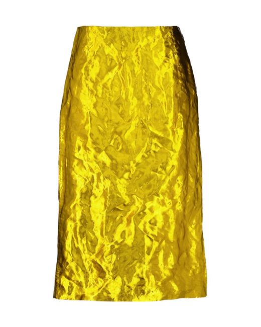 Gabriela Hearst Yellow Manuela Metallic-Effect Midi Skirt