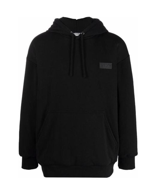 Valentino Black Vltn Logo Patch Relaxed Hoodie for men