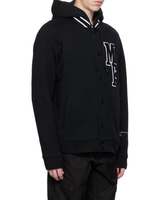 Moncler Black Varsity Fleece Cardigan for men