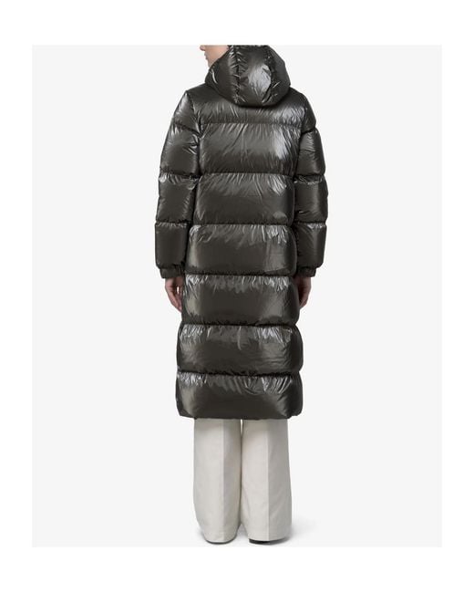 K-Way Black Hooded Quilted Down Jacket