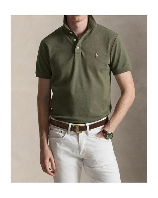Polo Ralph Lauren Green Custom Fit Logo Polo Shirt for men
