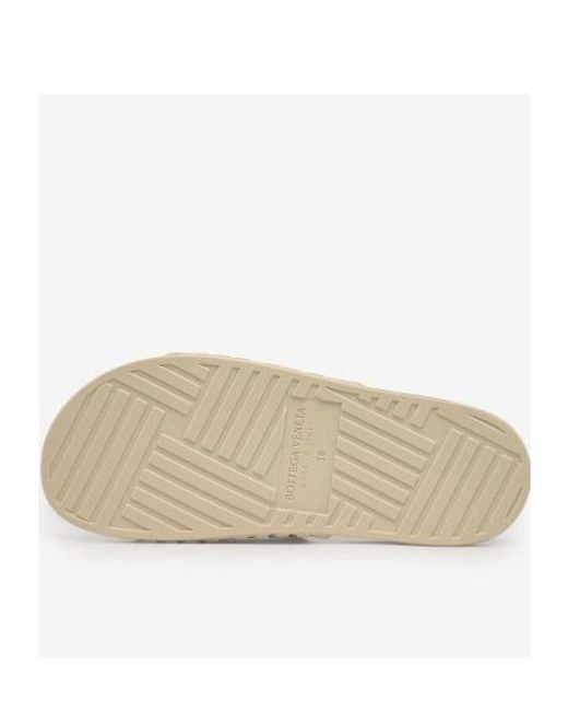 Bottega Veneta White Flat Slide Sandals