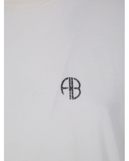 Anine Bing White Logo-Print T-Shirt