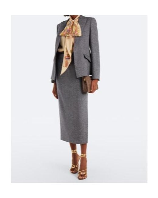 Etro Gray Wool And Silk-Blend Maxi Skirt