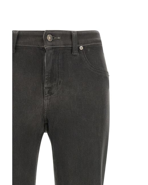 7 For All Mankind Gray Calie Logo-Patch Straight Jeans